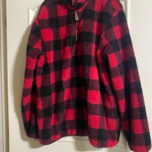 Plaid Teddy Jacket - Red and Black